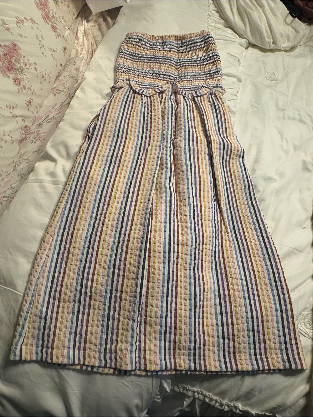 Striped Strapless Maxi Dress in Multicolor